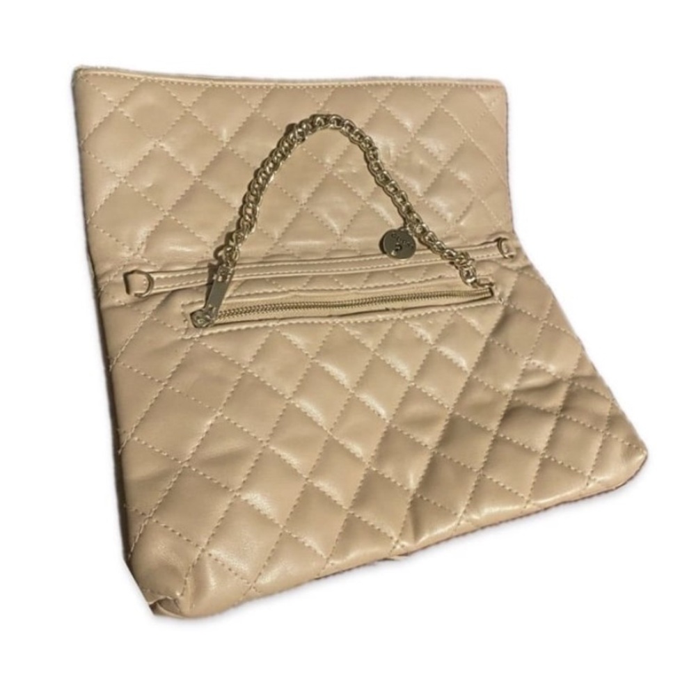 Guess Quilted Beige Clutch w Gold Chain